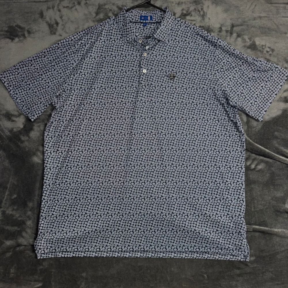 Mens XL Stitch‎ Shirt Navy Blue Excellent Floral Long Sleeve